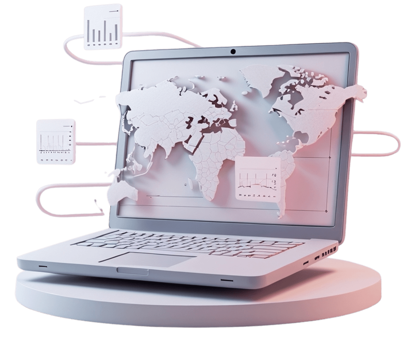 Laptop with global branding visualization