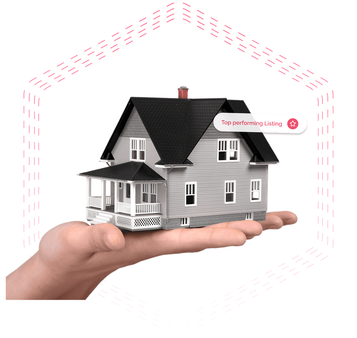 Hand holding a house model